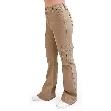 Juniors' Rewash High Rise Cargo Flare Pants
