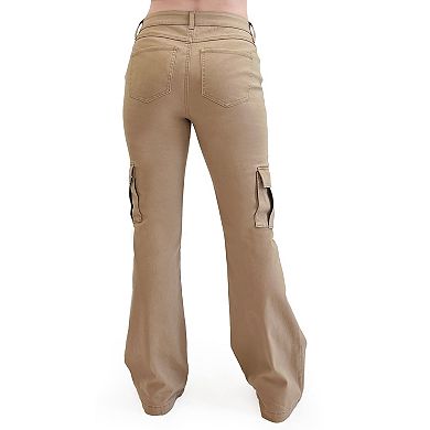 Juniors' Rewash High Rise Cargo Flare Pants
