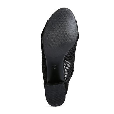 London Rag Pine Barrens Women's Suede Mesh Block Heel Sandals