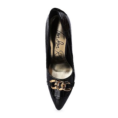 London Rag Fanfare Women's Croc Chunky Chain Pumps
