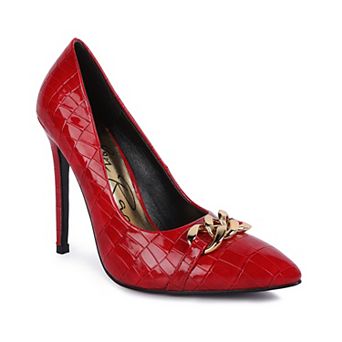 London Rag Fanfare Women's Croc Chunky Chain Pumps