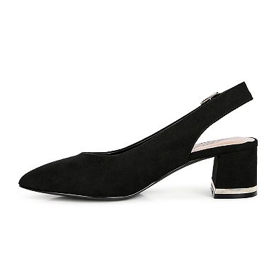 London Rag Top Job Women's Block Heel Slingback Sandals