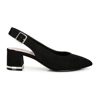 London Rag Top Job Women's Block Heel Slingback Sandals