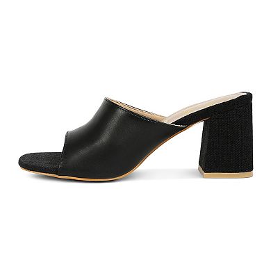 London Rag Block Heel Women's Slip On Sandals