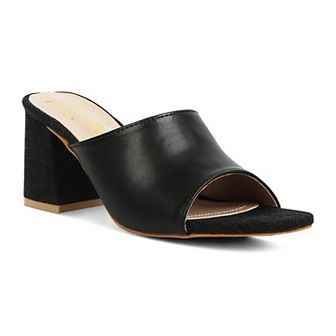London Rag Block Heel Women's Slip On Sandals