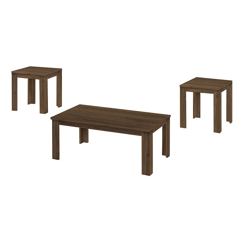 Monarch Contemporary Transitional Coffee & End Table 3-piece Set, Brown
