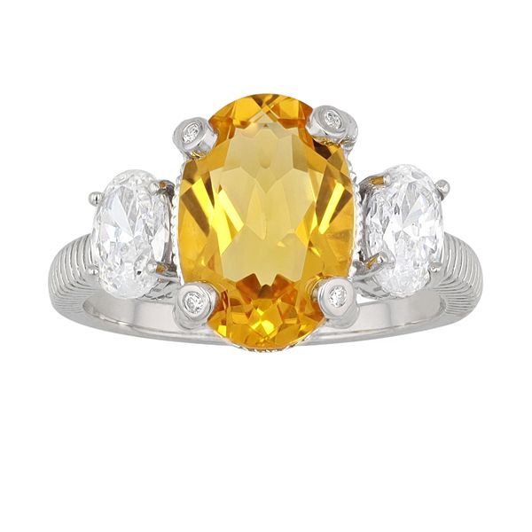 SIRI USA by TJM Sterling Silver Cubic Zirconia & Lab-Grown Citrine Ring