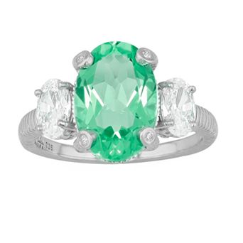 SIRI USA by TJM Sterling Silver Cubic Zirconia & Lab-Grown Green Amethyst Ring