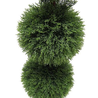 Vickerman 4' Artificial Triple Ball Green Cedar Topiary Plant
