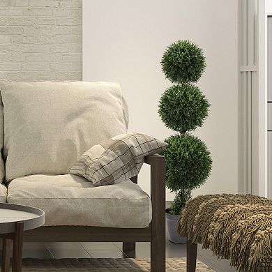 Vickerman 4' Artificial Triple Ball Green Cedar Topiary Plant