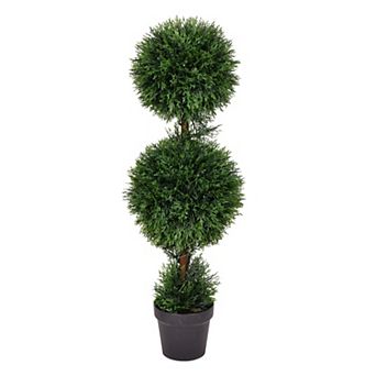 Vickerman 3' Artificial Double Ball Green Cedar Topiary Plant