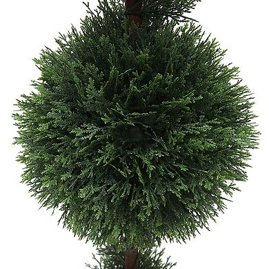 Vickerman 3' Artificial Double Ball Green Cedar Topiary Plant