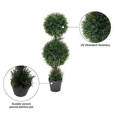 Vickerman 3' Artificial Double Ball Green Cedar Topiary Plant