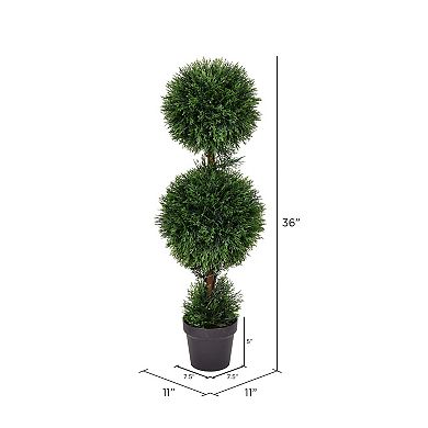 Vickerman 3' Artificial Double Ball Green Cedar Topiary Plant