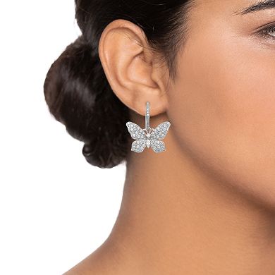 SIRI USA by TJM Sterling Silver Cubic Zirconia Butterfly Drop Earrings