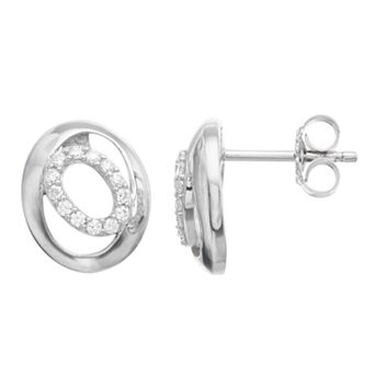 SIRI USA by TJM Sterling Silver Cubic Zirconia Swirl Wheel Stud Earrings