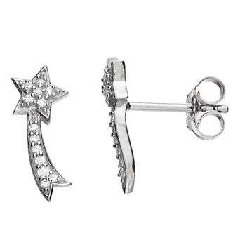 SIRI USA by TJM Sterling Silver Cubic Zirconia Falling Star Stud Earrings