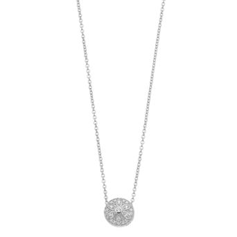 SIRI USA by TJM Sterling Silver Cubic Zirconia Floral Medallion Necklace
