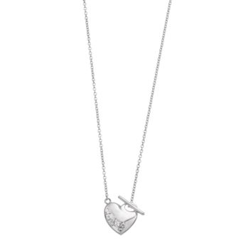 SIRI USA by TJM Sterling Silver Cubic Zirconia Heart Toggle Necklace