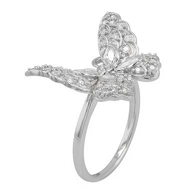 SIRI USA by TJM Sterling Silver Cubic Zirconia Butterfly Ring