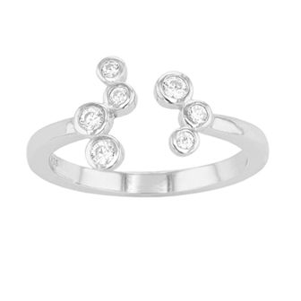 SIRI USA by TJM Sterling Silver Cubic Zirconia Star Dust 2-Head Adjustable Ring