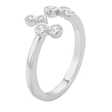 SIRI USA by TJM Sterling Silver Cubic Zirconia Star Dust 2-Head Adjustable Ring