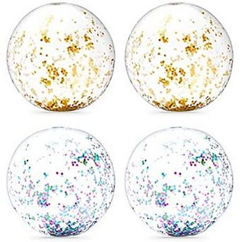 Gold and Turquoise Inflatable Glitter Beach Balls (20 in 4 Pack)
