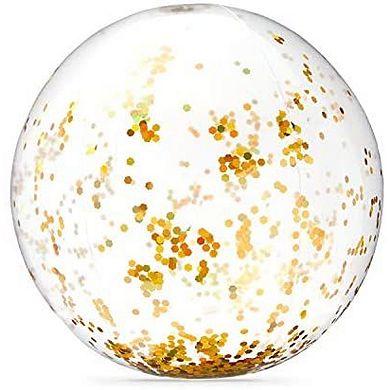 Gold and Turquoise Inflatable Glitter Beach Balls (20 Inches, 4 Pack)