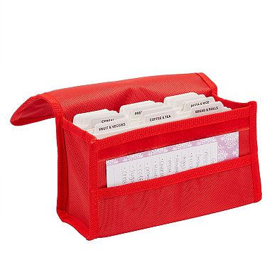 Red Coupon and Receipt Organizer for Grocery Shopping Cart, 24 Dividers and 24 Labels (Nylon)