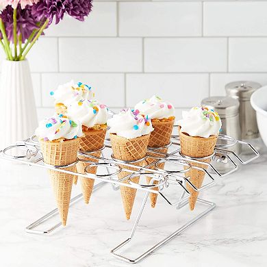 Ice Cream Cone Holder Stands for Party, Baking Rack (10.8 x 7.9 x 3.5 in, 2 Pack)