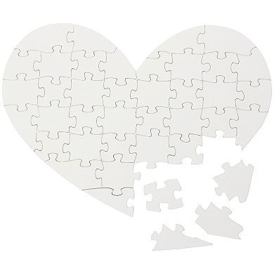 Set of 12 Heart Shaped Blank Jigsaw Puzzles to Draw On for Valentine’s, DIY Crafts (9 x 6 in, 40 Pieces Each