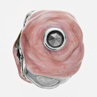 Lavish by TJM Sterling Silver Marcasite & Pink Enamel Clip Charm