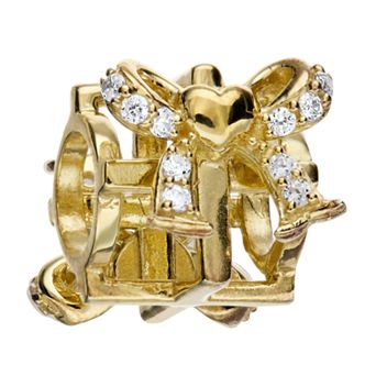 Lavish by TJM Gold Tone Sterling Silver Cubic Zirconia Present Charm