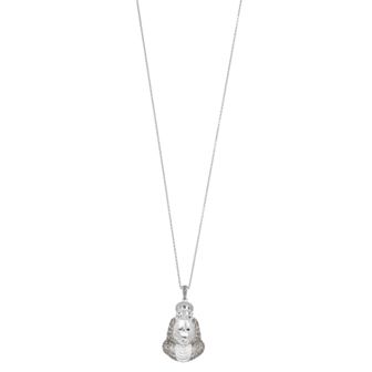 Lavish by TJM Sterling Silver Marcasite Meditating Buddha Pendant Necklace