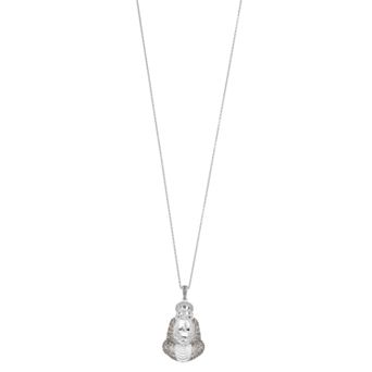 Lavish by TJM Sterling Silver Marcasite Meditating Buddha Pendant Necklace