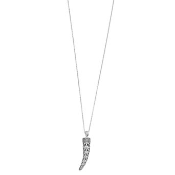 Lavish by TJM Sterling Silver Marcasite Lucky Horn Pendant Necklace