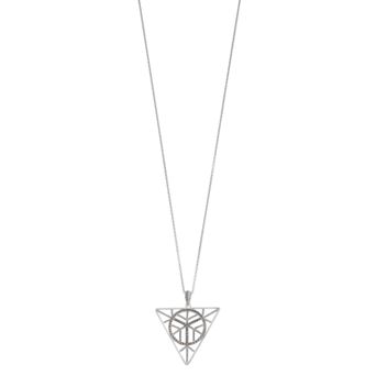 Lavish by TJM Sterling Silver Marcasite Lucky Triangle Peace Pendant Necklace