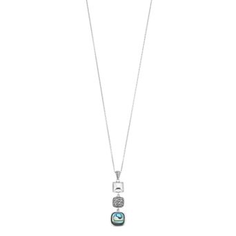 Lavish by TJM Sterling Silver Cabochon Abalone & Marcasite Pendant Necklace