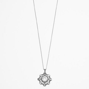 Lavish by TJM Sterling Silver Cubic Zirconia & Marcasite Medallion Pendant Necklace