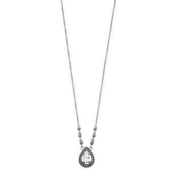 Lavish by TJM Sterling Silver Cubic Zirconia & Marcasite Pendant Necklace