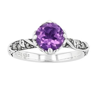 Lavish by TJM Sterling Silver Amethyst & Marcasite Ring