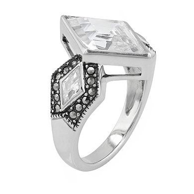 Lavish by TJM Sterling Cubic Zirconia & Marcasite Kite Ring