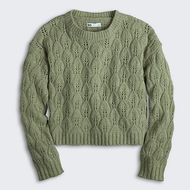 Juniors' SO® Pointelle Sweater