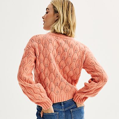 Juniors' SO® Pointelle Sweater