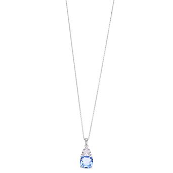 SIRI USA by TJM Sterling Silver Lab-Created Blue Quartz & Cubic Zirconia Pendant Necklace