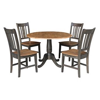 International Concepts Hickory & Washed Coal Drop-Leaf Dining Table & Chairs 5 pc Set