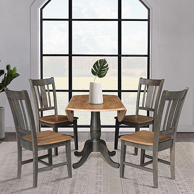 International Concepts Hickory & Washed Coal Drop-Leaf Dining Table & Chairs 5-piece Set