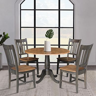International Concepts Hickory & Washed Coal Drop-Leaf Dining Table & Chairs 5-piece Set
