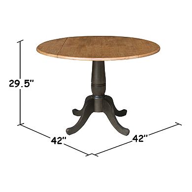 International Concepts Round Dual Drop Leaf Dining Table with 4 Slatback Chairs
