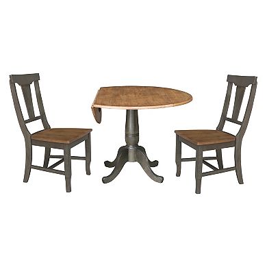 International Concepts Dual Drop Dining Table with 2 Panel Back Chairs